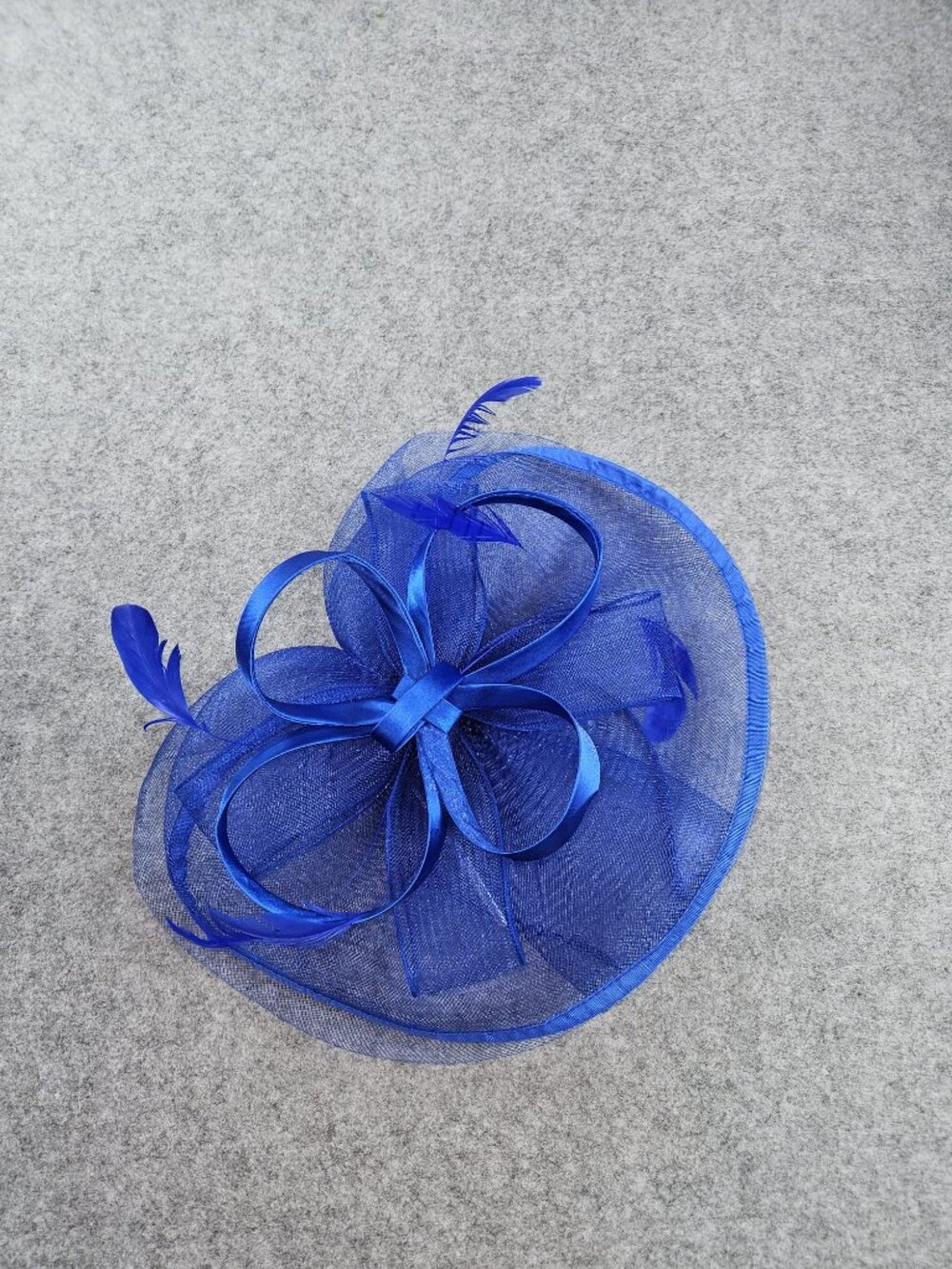 Royal Blue Mesh Floral Fascinator Hat Headband Tea Party Cocktail Size 11" 